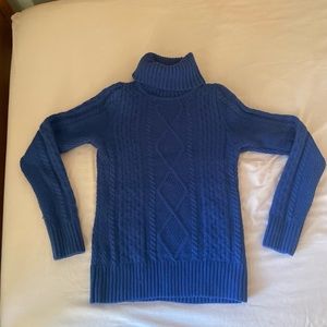 L.L. Bean Deep Blue Cable Knit Turtleneck Sweater